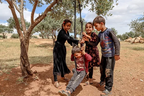 Kinderen spelen in Libanon