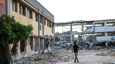 Gebombardeerde school in Gaza