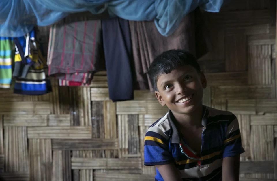 aziz is seen in his shelter