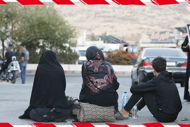 Libanese familie aan de grens Syrië