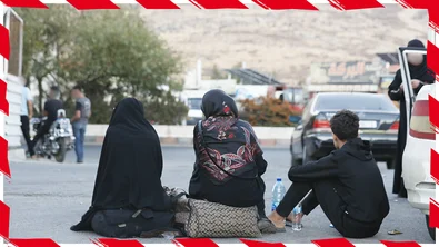 Libanese familie aan de grens Syrië