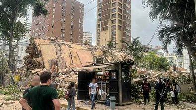 Ingestorte gebouwen in Venezuela door aardbevingen